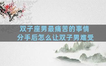 双子座男最痛苦的事情 分手后怎么让双子男难受